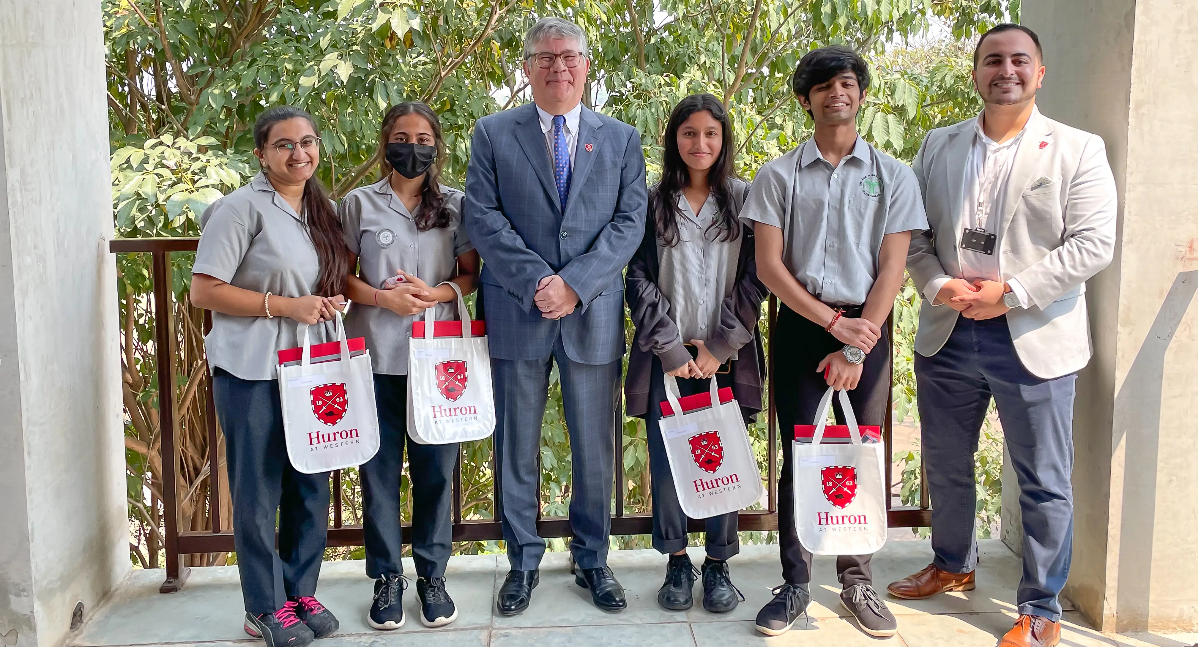 <p>Members of Huron University visit the Aga Khan Academy Hyderabad</p>